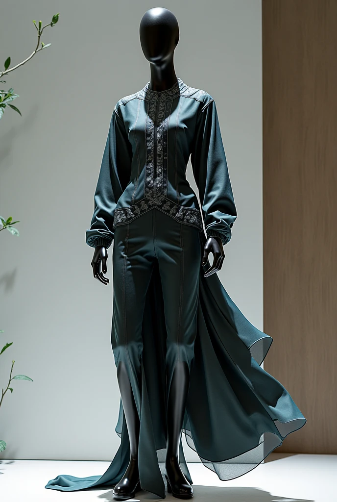 clothing design，"moss" The subject，Cotton and linen fabric，Wool felt biomimetic moss texture，Green and beige，A sense of creativity，fashion sense。 --auto