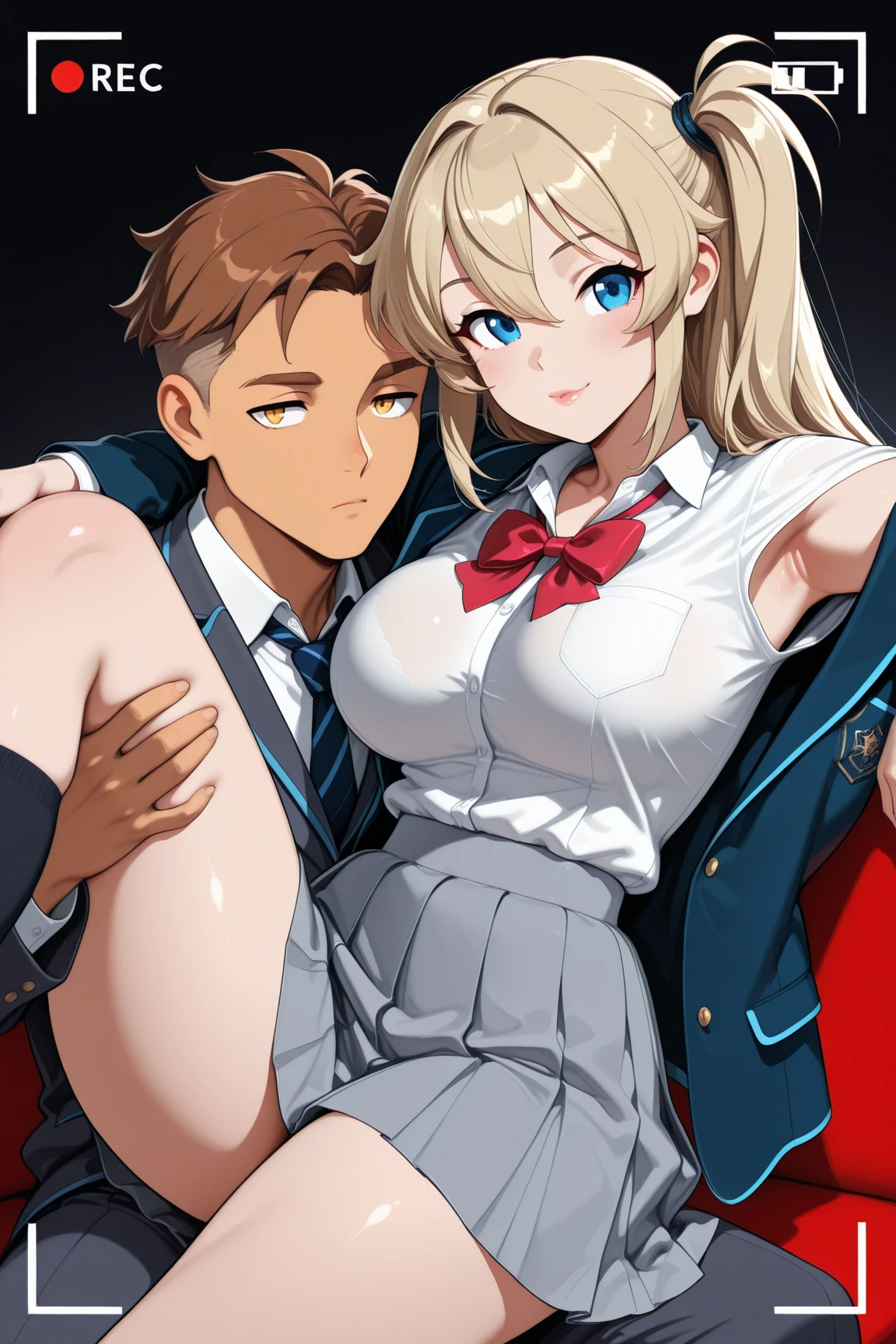 (man and woman kissing:1.6),, (masterpiece, Best Quality, high resolution, nffsw, Perfect Pixel, depth of fields, 4K), , Perfect body, , (boy and girl:1.6), (2 human in picture:1.6) boy on top, maou_sasha, twintails, , long hair, blue eyes, purple eyes, blonde hair, hair ribbon, ribbon, hair ornament, hair between eyes, uniform, jacket,  ,, , nsfw,(ecstasy:1.3) ,(slut:1.2),(vulgarity:1.3),(fucked silly:1.1),(steam:1.1),(wet:0.8),(trembling:0.8),(tears:0.7) ,(drooling:0.6),(sweat:0.8), wince,(orgasm:1.5), , (nipples:1.4), (boy fondle girl's breasts:1.6) , , (hardcore sex:1.6),