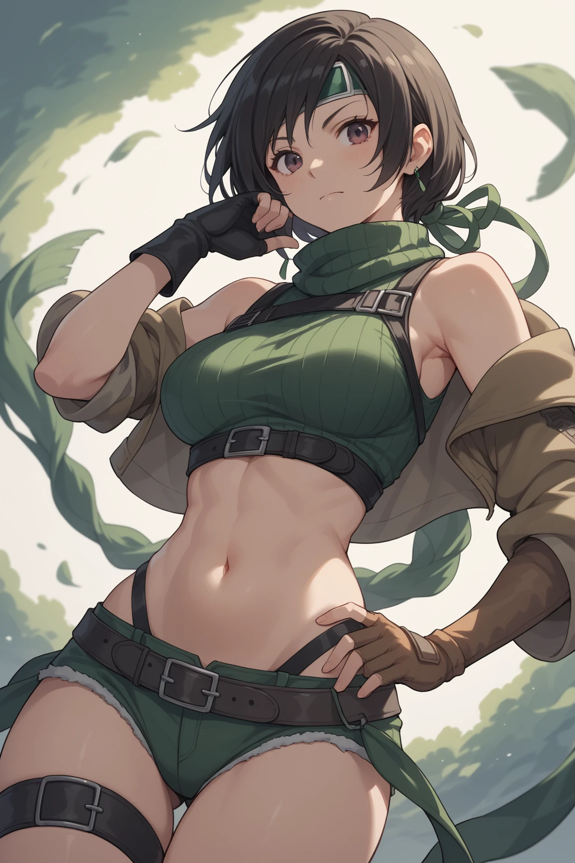 (muscular:1.5)abs(toned body:1.3)(shinny skins:1.3)(Bronze skin:1.3)(wet:1.3)muscular thighs +arms looking at viewer, sweat<lora:fitgirl_v10:1>
1girl abs solo breasts animal-ears muscular-female green-eyes shoulder-armor muscular dark-skin dark-skinned-female rabbit-ears fingerless-gloves smile gloves open-mouth looking-at-viewer large-breasts brown-hair belt cleavage navel armor :d long-hair upper-teeth-only headband teeth dry barren-desert sand-dunes otherworldly-aura distant-mountains cactus harsh-shadows-lighting dusty-atmosphere bangs pauldrons cowboy-shot black-gloves midriff blush scarf