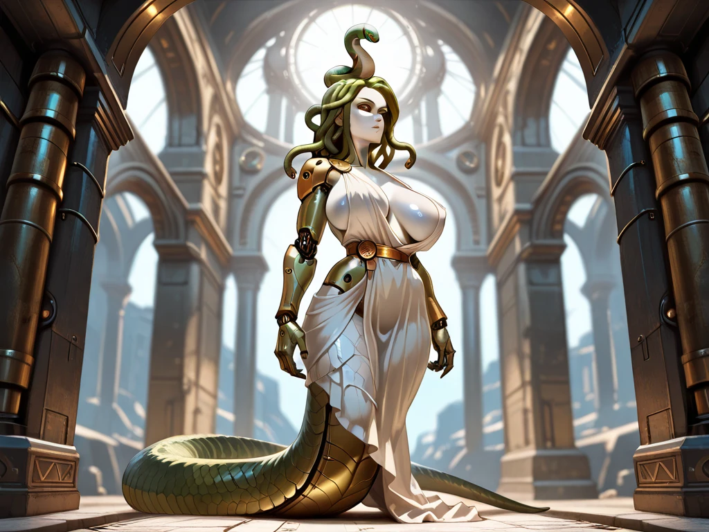 Beautiful Alluring female medusa, Bare Skin, Athletic Well Toned Body, Elegant Form, glossy scales Skin, inside a greek temple, Barely Clothed, gold jewellry, laying on a bed made of skulls, Beautiful Face, the hair is composed of countless small snakes, Ominous Gothic Theme, Fiverr Dnd Character, Octane Render, Digital Art, Extreme Detail, 4k, Ultra Hd, Polished, Beautiful, Hyperdetailed, Intricate, Elaborate, Meticulous, Photorealistic, Sharp Focus, Wlop, Character Design, Unreal Engine, 3d Rendered, Volumetric Lighting, Reflections, Glossy, Digital Illustration, Sensual Pose, Suggestive Pose, Lewd, Full Body Shot, naked, vissible , puffy , anatomically correct, 💖❤💕💋