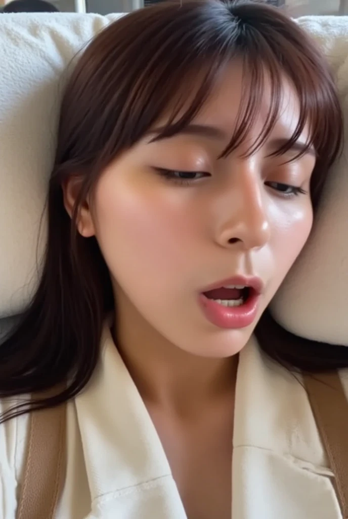 masutepiece,,award - winning photo, Extremely detailed, edgOrgasm,Face Focus, Face Close-up、Woman with mouth open and eyes closed , Woman with Edge _Face、30-years old、A dark-haired、Glossy skin、In the car、NSFW,
