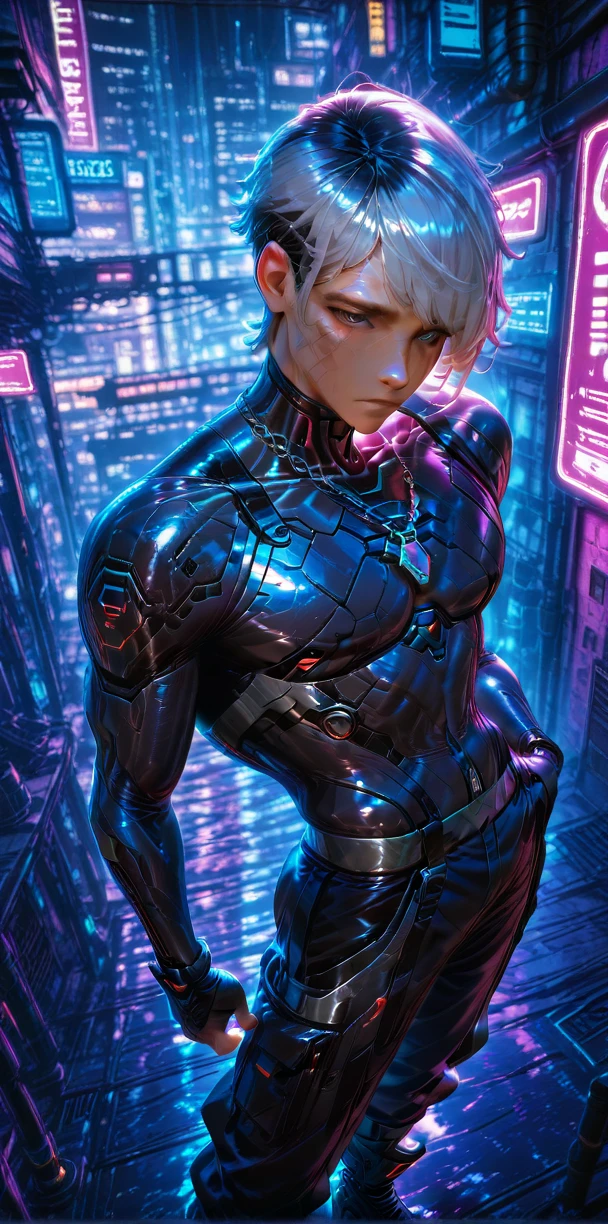 man:1.5,1 man,cyborg man,(1man),((one eyepatch, pirate man, cyborg, robotic arm, bald head)),
(((1male,handsome man,male,male gender:1.5,male focus))),macho man,
(((lustrous skin:1.5,tanned skin,bright skin: 1.5,skin tanned,shiny skin,very shiny skin,shiny body,illuminated skin))),man chest,((muscular)),(((detailed face))),
nsfw,
(((bare chest))),red pants,((bulge in pants)),((cyborg outfit)),((wet clothes,intricate outfit,intricate clothes)),
(dynamic pose:1.0),solo focus,((evil smile,evil look)),(centered,scale to fit dimensions,Rule of thirds),
cyberpunk city by the ocean at night, with bright neon signs and dark stormy clouds and puddles, scenery:1.25,nighttime, starry night, cosmos,Very dark night that makes the neon lights stand out, very bright neon lights,nighttime, starry night, cosmos,
artistic photography,(photography taken by sldr),highres, sharp focus, (ultra detailed, extremely detailed), (photorealistic artwork:1.37),(extremely detailed CG unity 8k wallpaper),((synthwave background theme)),(((vibrant colors))),(intricate background),(masterpiece),(best quality)