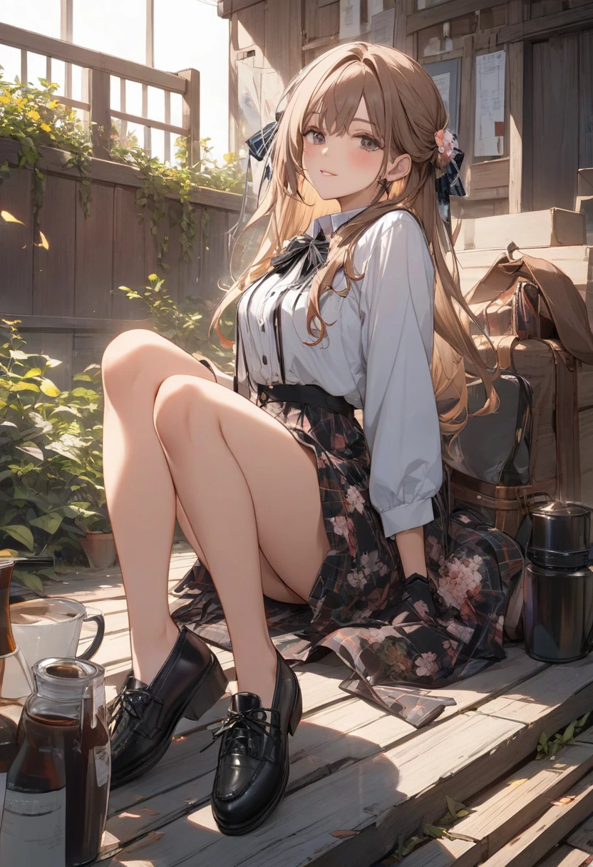 girl, sitting, side shot, (sky:1.3), (masterpiece, best quality, perspective, depth of field:1.5), flowers, rocky mountain, woods, beautiful face, thighs, from below, 8k, raw photo, absurdres, impressionism, (Tom Thomson, Claude Monet, Joaquín Sorolla, James Wilson Morrice, John Fabian Carlson, Hugh Henry Breckenridge:0.8), HDR, photorealistic, film grain, chromatic aberration, highres, ultra detailed, finely detail, dynamic lighting, dramatic lighting, shadow, sharp focus, extremely detailed eyes and face, sharp pupils, realistic pupils