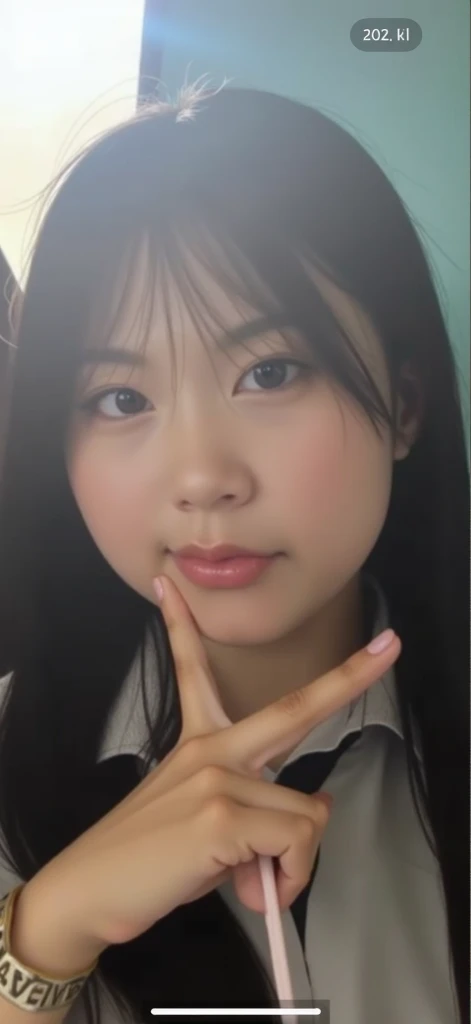,Short sleeved white shirt,Grey checked tie,Grey checked mini skirt,Navy blue socks,open mouth,tongue out,cum on tongue,standing,slouch,Selfie,looking ahead,from above,flont view,upper body,(1girl,Beautiful 14 year old girl),((Slender,Small breasts,Small face,)),looking at viewer,Black Hair,bangs,one side up,Beautiful and detailed,Mischievous smile,Dimly lit room,Simple Background,Black background,Low lighting
