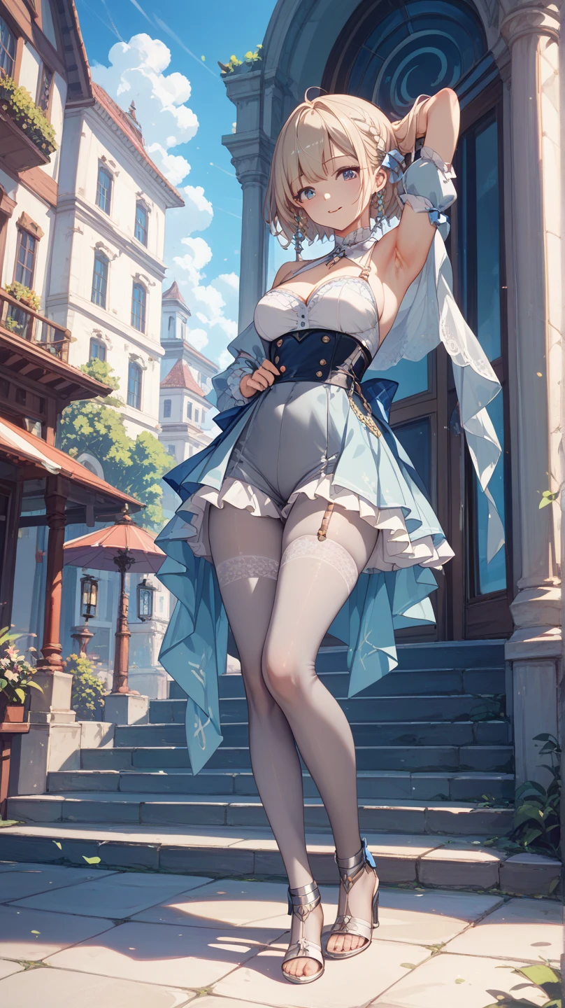 ((masterpiece)), ((best quality)), (ultra-detailed), ((kawaii)), cute, (lovely), ((sexy)), (ero), ((extremely detailed)), 4K, (8K), best quality, (beautiful), anime style, full body, look down from above, full body focus, in the room, on the bed, ((night)), a cute girl, 1girl, solo, underwear, beautiful light blue hair, beautiful blue eyes, ((beautiful eyes)), white-skinned, short hair, transparent hair, translucent hair, middle breast, garter belt, ashamed, blush, neon light, wind effect, shiny-glistening, gleaming, reflection effect