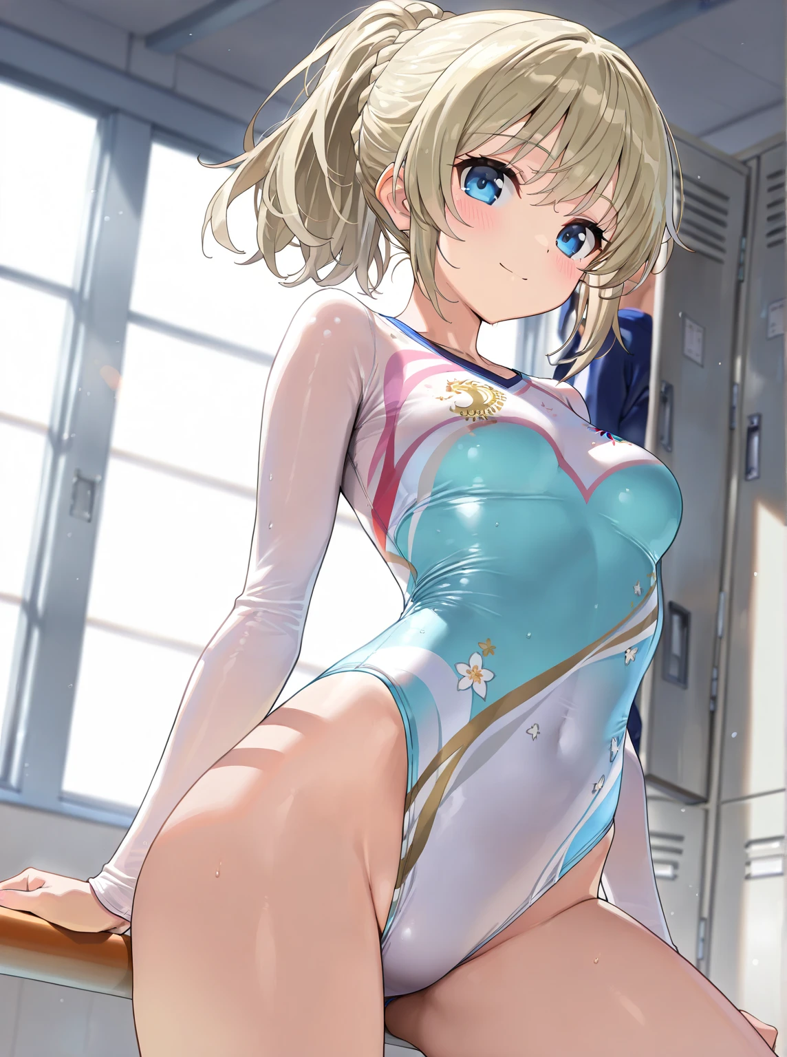 score_9, score_8_up, score_7_up, source_anime, rating_explicit, rating_safe, rating questionable, anime coloring, (anime cels style, high resolution, photorealistic), (super fine illustration:1.3), (best quality:1.2), (masterpiece:1.2), top-quality, delicate features, delicate skin, realism, beautiful lighting, 1girl, perfect face, perfect eyes, detailed hair, outfit perfect, beautiful breasts, perfect body, perfect anatomy, perfect chest, perfect hips, perfect legs and feet, perfect hands, perfect fingers, ((small breasts)), (small nipple:1.1), beautiful thigh, beautiful legs, curvy body, Attractive body, Voluptuous body, Attractive legs, ultra detailed eyes, Erotic, Pupils, sexy pose, dynamic pose, dynamic background, (shiny skin:1.2), ultra detailed clothing, pretty, cute, ((oily skin:1.3)), (Super oily and shiny skin with fine texture:1.1), beautiful oil-covered thighs, blush, aroused, (light smile:1.4), open mouth, (orgasm), afterglow, (small labia majora:1.2), (small beautiful areola:1.3), (beautiful nipples:1.2), (perfect proportions), (sweat-soaked body), ((clothed)), (covered breasts:1.5), body is wet, shiny clothes, shiny body, BREAK, ((indoors hotelroom)), bed, sensual look, 1 cute girl, (close to viewer), cowboy shot, intricate, (grabbing anothers leg), (1boy), penis, hetero, sweat, penis, pussy, solo focus, spread legs, legs up, cum, sex, vaginal, cum in pussy, lying on, on side, bouncing breasts, motion lines, motion blur, cameltoe, navel focus, blowing in the wind, flutter, kyoto style, (from beside), dutch angle, more detail XL, absurdres, (skirt lift), panty shot, swimsuit aside, ((irisBase, blonde hair, blue eyes, hair bow, pink bow, short hair, parted bangs)), (((beautiful dark blue and white two-tone one-piece Competitive swimsuit:1.4))), (motion sex), fine anime screencap, fine anime screencap, official art, official style, megami magazine,