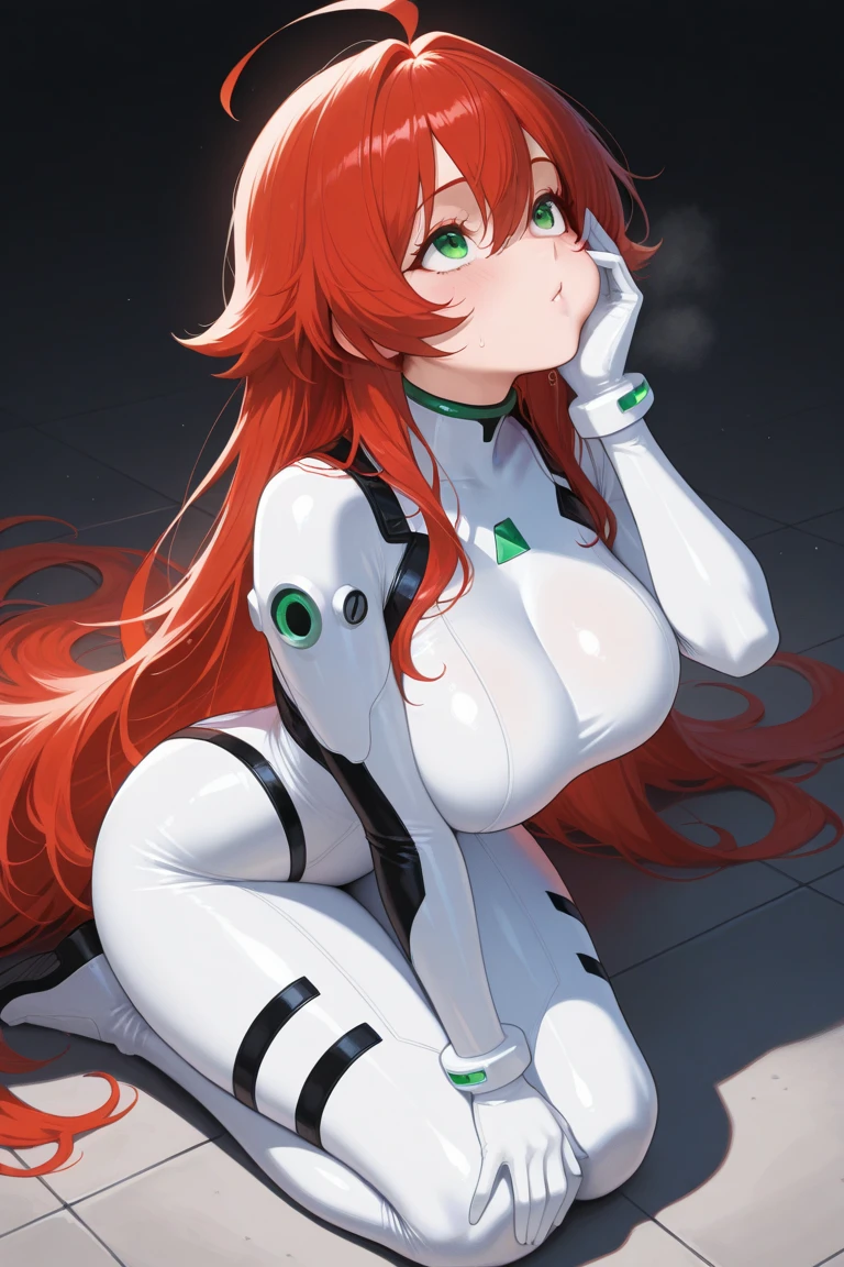 (俯瞰figure),Dynamic Angle,Super detailed, figure, close, Straight, One girl, 
 ((Soryu Asuka Langley, Interface Headset, Red bodysuit:1.4, blonde)),Her eyes shone like dream-like stars,(Glowing Eyes:1.233),(Beautiful and detailed:1.1),(Expressionless,Mouth closed),(Are standing), 
(In a white spaceship、Mechanic room with tools and spaceship window),
(night:1.2),dream-like, [[Delicate fingers and hands:0.55]::0.85],(Finger details),