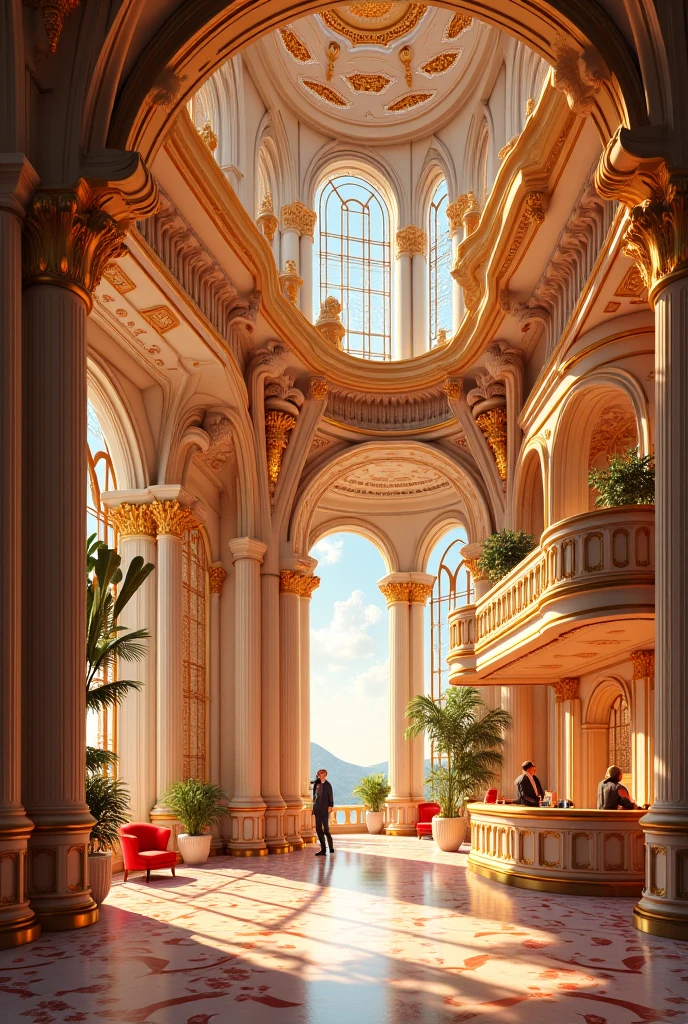 A vertical section for luxury reception 
Using the Art Nouveau style and the colors of the Repanzel cartoon without putting Repunzel