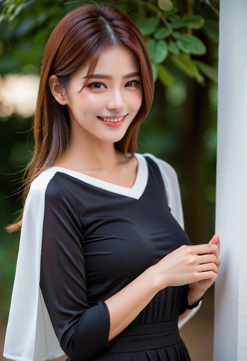 (lora: sd_cahthy_o01:1.0) standing and smile