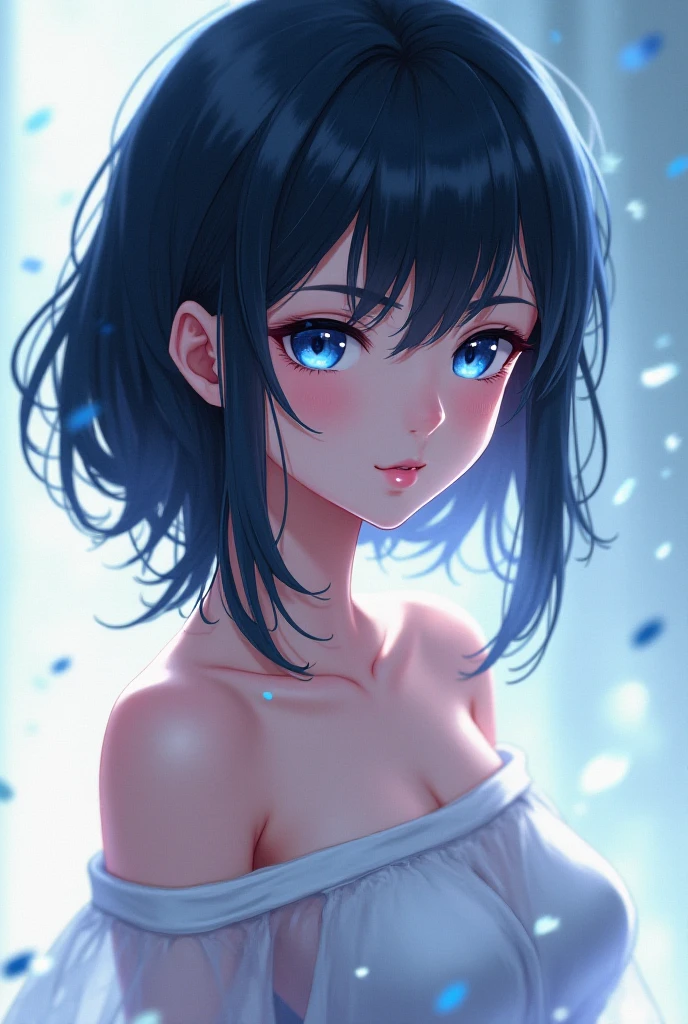 4K,8K,(masterpiece), (Highest quality), (Very detailed), (Disheveled Hair), (shape), (topless), Are standing, Fashion Model,Silver Hair、whole body、 Looking at the audience, (interview), (Simple Background), Beautiful and beautiful eyes, Delicate and beautiful face, floating, (High saturation), (topless), topless, (Shine), Focus on the face, ponytail, Ayaka Kamisato, Light blue hair, bangs, Hair Ring, floating , floating hair, (The Shining), Best lighting, Best Shadow, topless、whole body