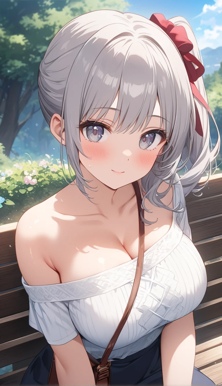 Big Breasts:1.5、、Highest quality、Very detailed、Highly realistic eye masterpiece、Highest quality、Very detailed、Gray Hair、Perfect Face、Long Hair、White Dress、Sundress、anime、countryside、clear、thin、Frills、Big Breasts、Lady、valley、Nipple slip、Gesture of picking up objects、Saggy breasts、Upper Body、On all fours、From below、真From below、clear、slender、Pee