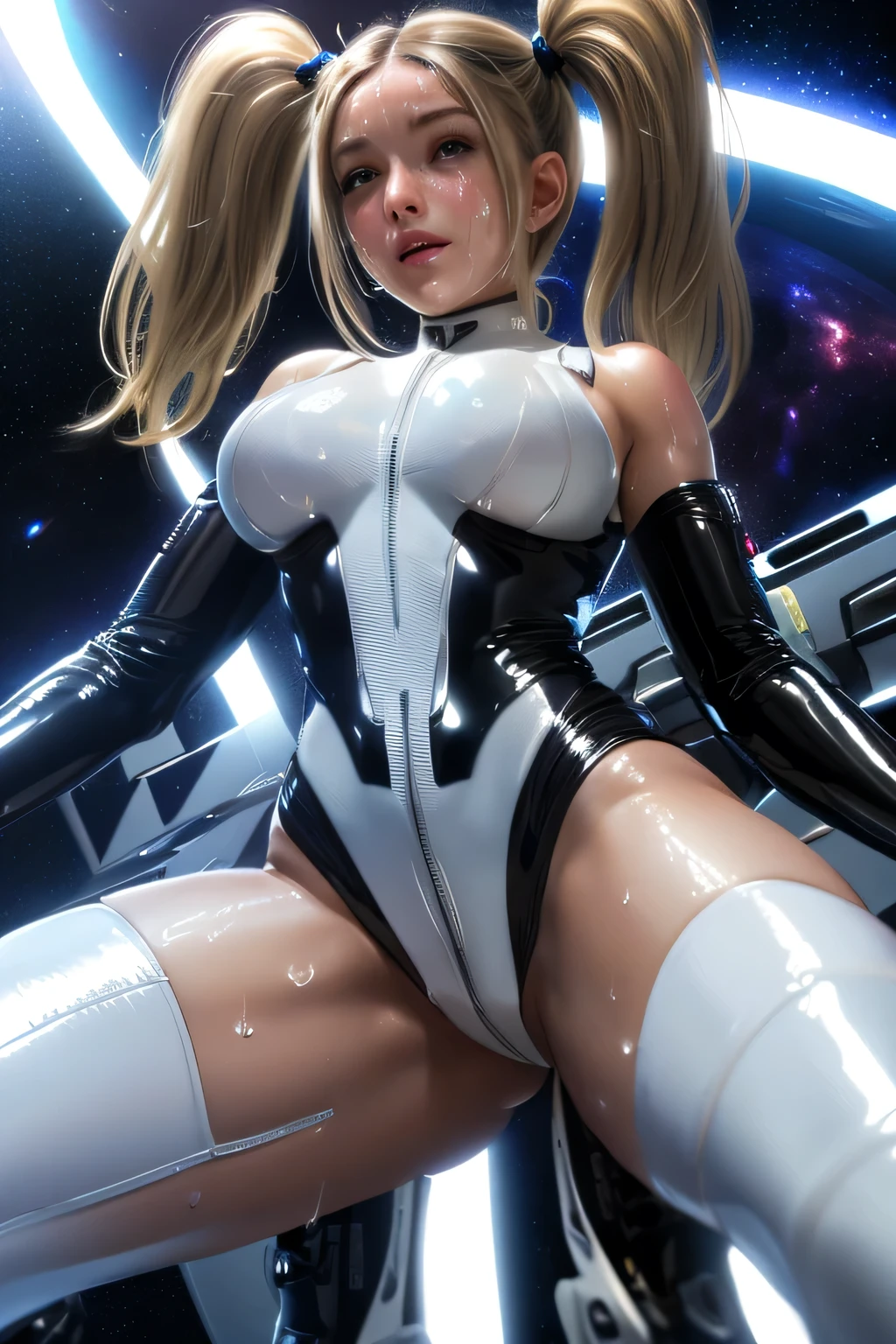 Creamy, long, pale hair,Lori, double twin tail、(sweaty skin)、 (best quality, 8K, 32,000, masterpiece, uhd:1.2)blush、((whole body)), (((Ahegao)), (((sweat)))), ((She lifts up her fluorescent latex miniskirt and proudly shows off her wide open pussy.)), ((high heel)), ((overjoyed)) pussy juice,((Thigh high socks)), (white background space)、(( erect nipples)), (((Huge milk))), ((Pussy exposed)), ((perfect body)), ((Show your armpits)), ribbon in hair