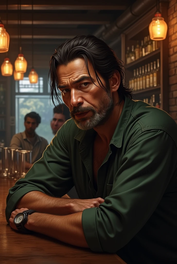 Make a man soumi realistic in bar