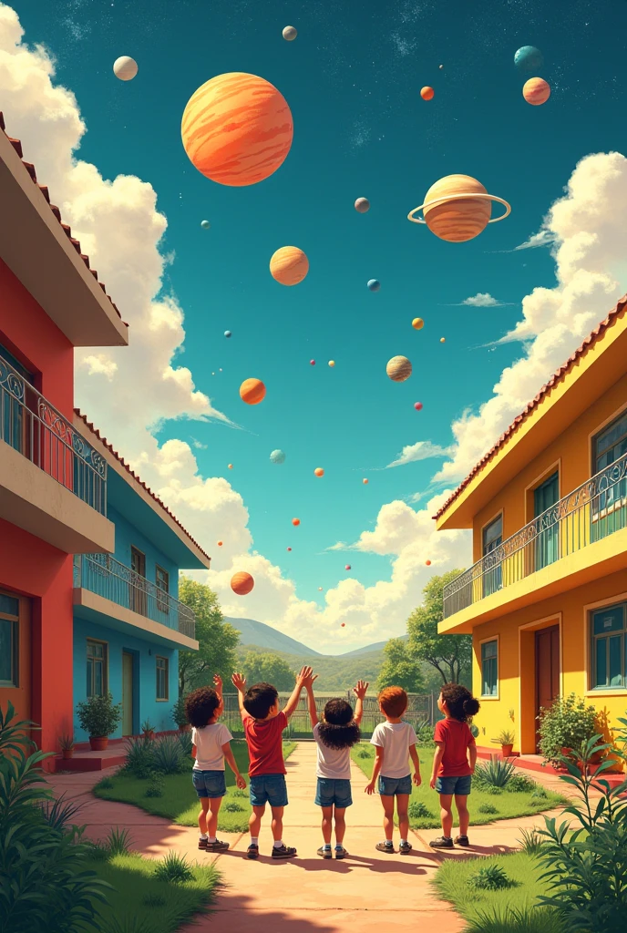 Manoel Afonso Ferreira School
Video title: "Exploring the Solar System with the Eyes of Imagination"

Now there are only a few details left to make the vignette complete and personalized:

1. Impactful phrase or motto of the/projeto (can be invented by you or, se quiser, I can suggest some)


2.  Favorite colors  (ex: Estrella blue, Sun Yellow, Cosmic purple, etc.)


3. Vignette duration (short — , average — or special — up to )
