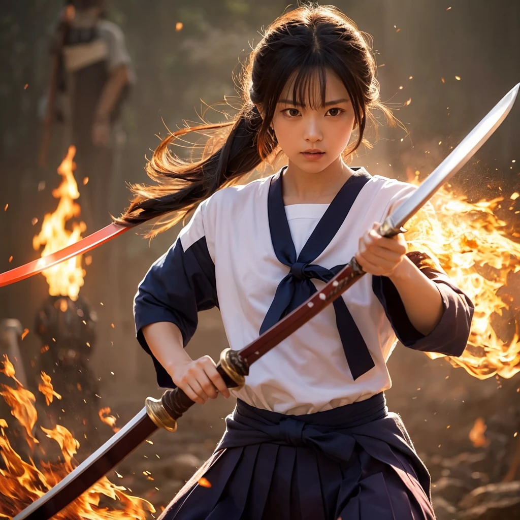 Sengoku period、Sailor Suit Swordsman 、 Sword of Fire