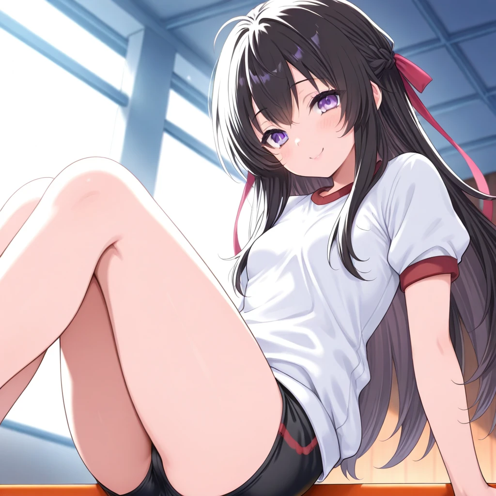 masterpiece, ultra quality, ultra sharp, ultra detailed, 1girl, solo, (((good anatomy))), haduki kurumi, (tattered torn dripping wet white gym shirt), navy gym pants, animal ears, randoseru, name tag, Japanese anime pose, laugh, BurumaShorts, Buruma, Gym Uniform, (((sitting, squatting, spread_legs, legspread, split_legs, spreading legs)), (randoseru backpack:1.4), (smug smile), buruma, blue buruma, black buruma, (cameltoe), (tattered torn short sleeve white gym uniform with colored hem), (tiny nipples), (white long loose socks), strong lighting, legspread, bukkake, cum on clothes, cum on legs, cum on buruma, cum on bloomers, (((spreading legs by hands)))