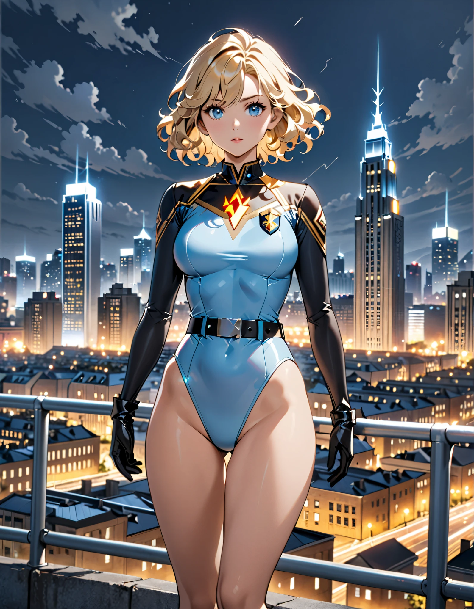 Supergirl, Over the city, Preparing for battle, Detailed artistic photography, Beautifully detailed face, dream-like, Shineing, Backlight, Glamour, Shine, Shadow, Oil on canvas, Brush strokes, soft, Ultra-high resolution, 8k, Unreal Engine 5, Super focus sharp, ArtJam, Reusch, sf, Complex art masterpiece, Threatening, Matte Painting Movie Posters, Golden Ratio, CGsociety Trends, Complex, amazing, Very detailed, Vibrant, Filmmaking Character Rendering, Quality Model Ultra High