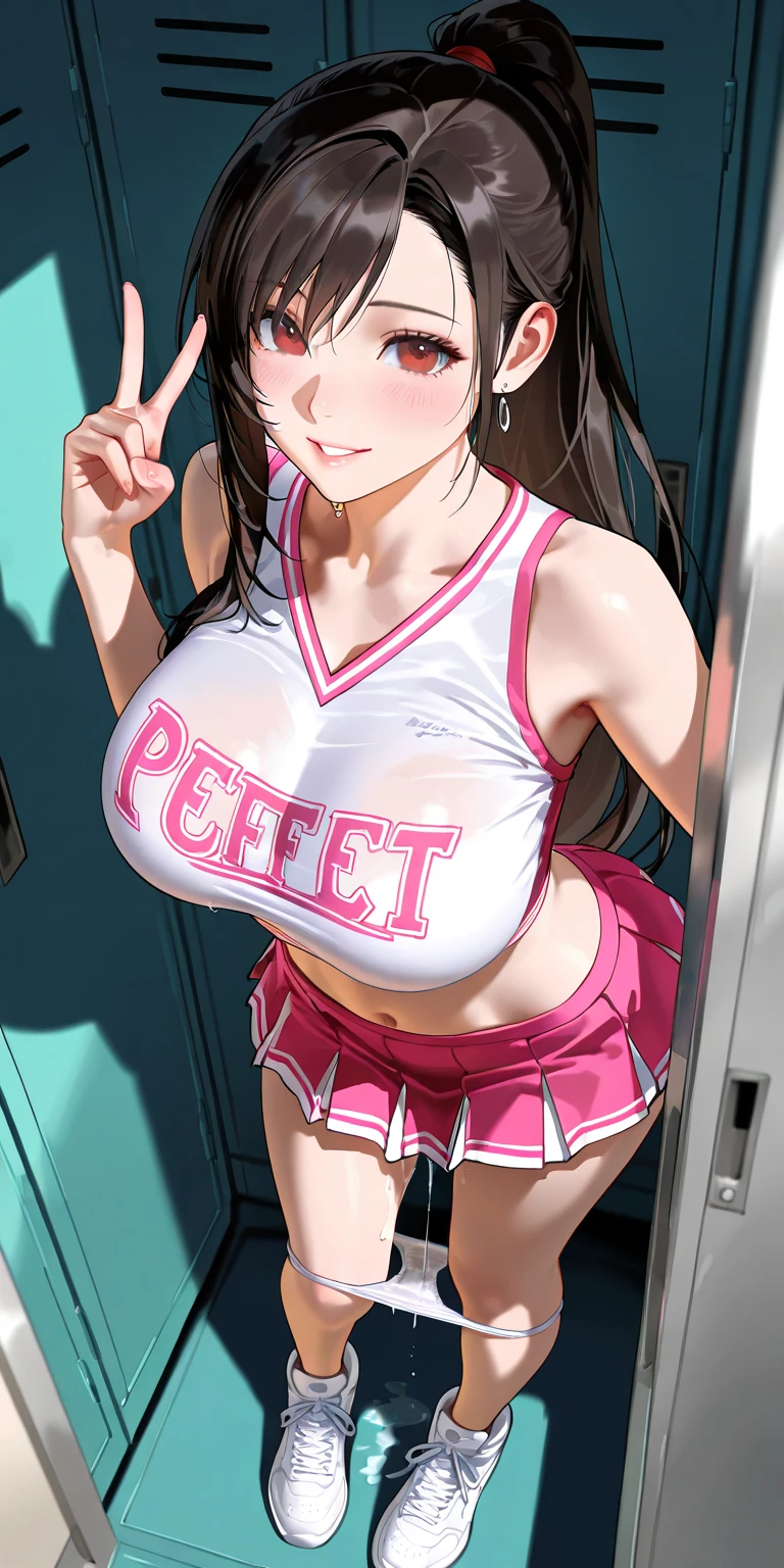 (((masterpiece)))、((Highest quality))、(Ultra-detailed)、(CG illustration)、(Very beautiful girl))、Cinematic Light、((1 Girl))、 、(Beautiful and luxurious:1.2)、(One Girl:1.3),garden,16 years old,Embarrassed expression,Open your mouth,teeth,locker room,(((Cute Underwear))),View from the front,Yunyun,Big Breasts