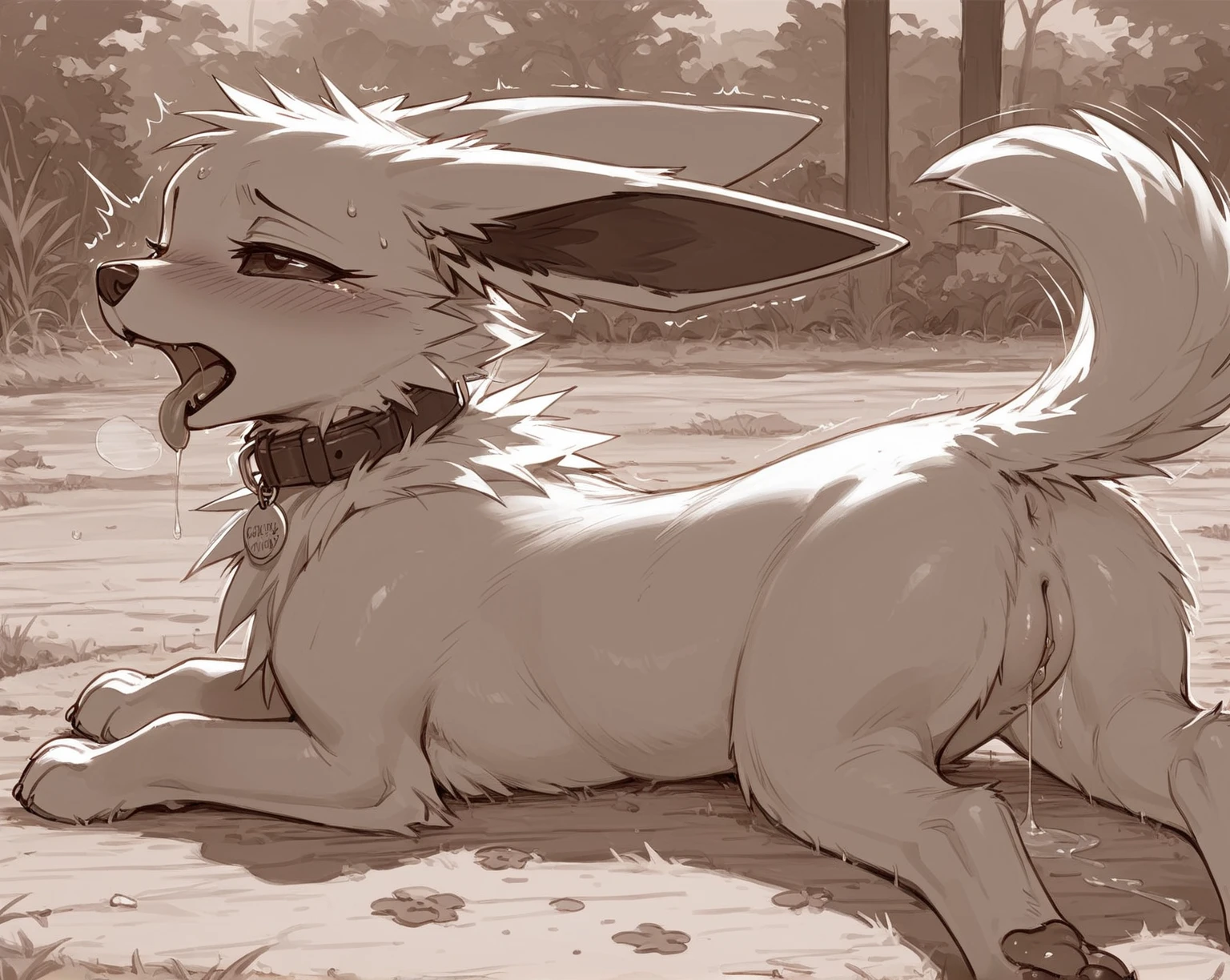 explicit furry artwork by plumbelly,sheath anatomy,tuft,very fluffy,collar, feral,balls,feral cat,simple artwork, (erect anatomically correct feline barbed penis) (sexy detailed pink pawpads) (sexy detailed paws) (big fluffy detailed balls) (detailed fur) (by zackary911) (fluffy tail) (presenting hindquaters) (sexy detailed anus) (ass facing viewer) (standing) (bending over)