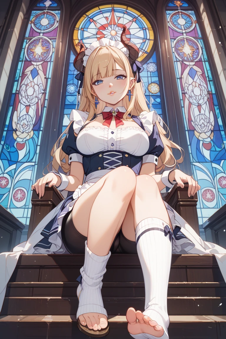 {full body},wariza,sitting,looking down,from below,{???????},dynamic angle, dynamic cut,naughty smile,macrophilia,{white wings},{angel},{{very muscular}},{{very muscle}},{very curvy},{very big woman},{very gigantic woman},{very strong woman},{very tall woman},{very long legs},{very gigantic breasts},{very big breasts},{two side up},{very grown-up body},{adult},blonde hair,barefoot,cute dress shirt frills ribbon split corset skirt,best quality,solo,white background