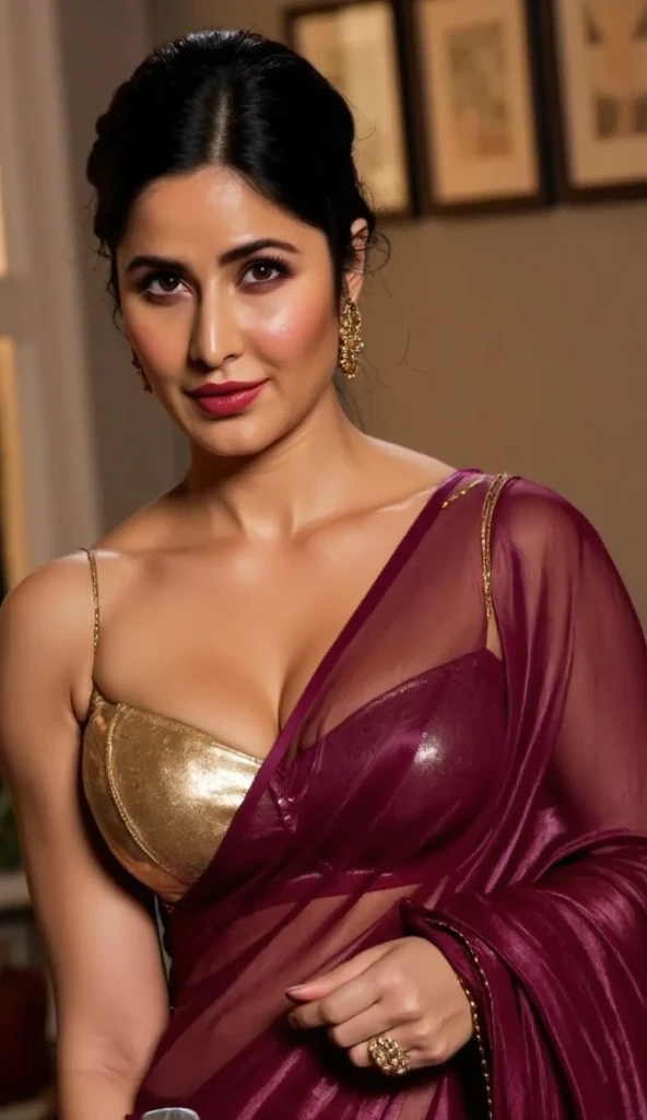 extreme close up photo of indian, Voluptuous, hourglass figure, swooping breasts, showing deep cleavage, kneeling in celebrations, french braid hair, necklace, nipples, nude, pussy, sultry, seductive eyes, look at viewer and smile, (cinematic:1.3), intricate details, (ArtStation:1.2)