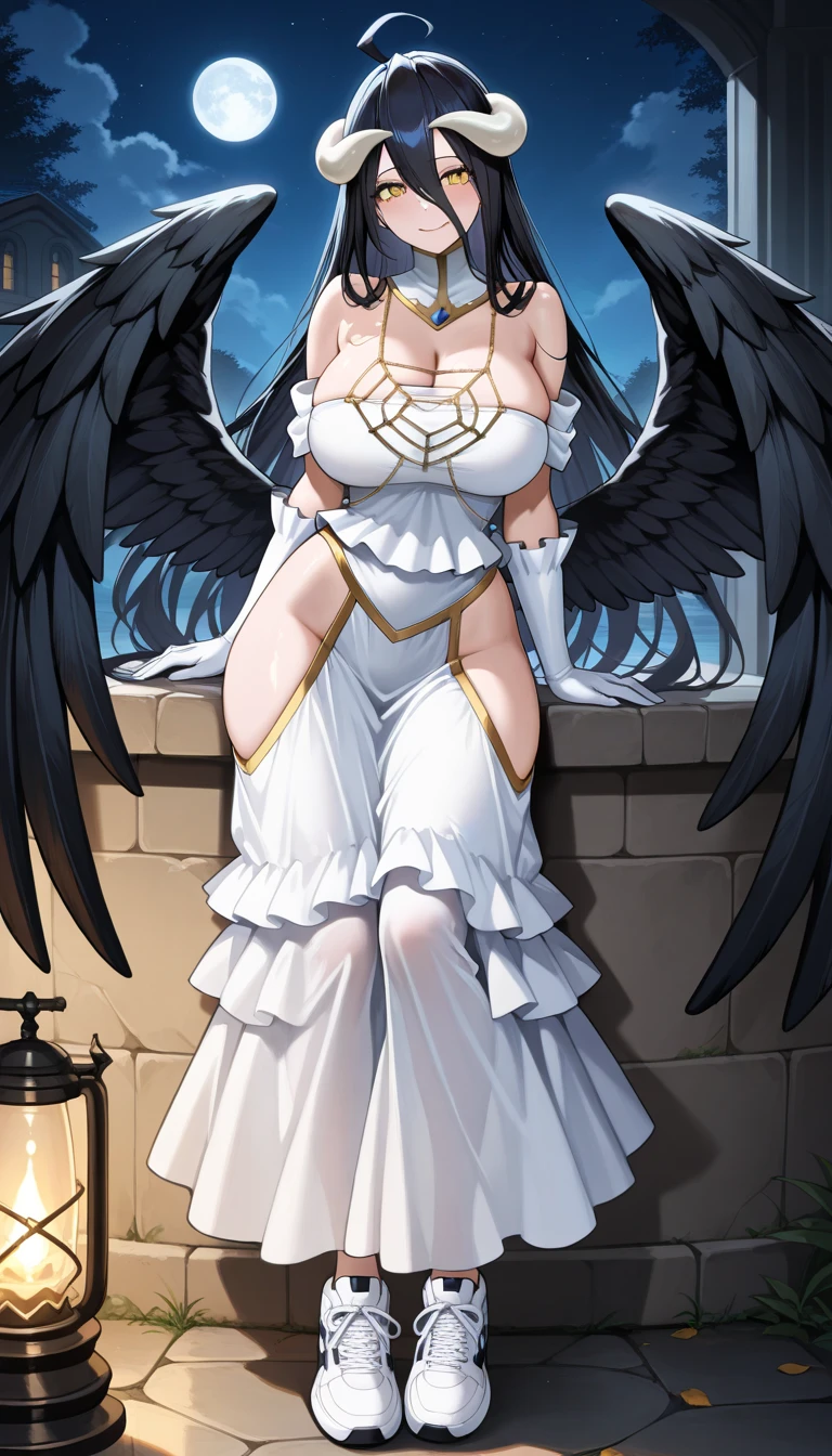 tmasterpiece，Anime artwork，Arad woman in white dress and black stockings poses full-body in the courtyard, Sexy details all over the body，Full body sexy art，ultra HD wallpaper，offical wallpaper，8k wallpaper，Invincible woman，Kushatt Krenz Key Art Women, tmasterpiece《Goddess of War》, Anime goddess, high detailed official artwork, ((Beautiful fantasy goddess)), Extremely detailed Artgerm, Beautiful fantasy goddess, commission for high resolution, gracefulpose, A scene from the《azur lane》videogame