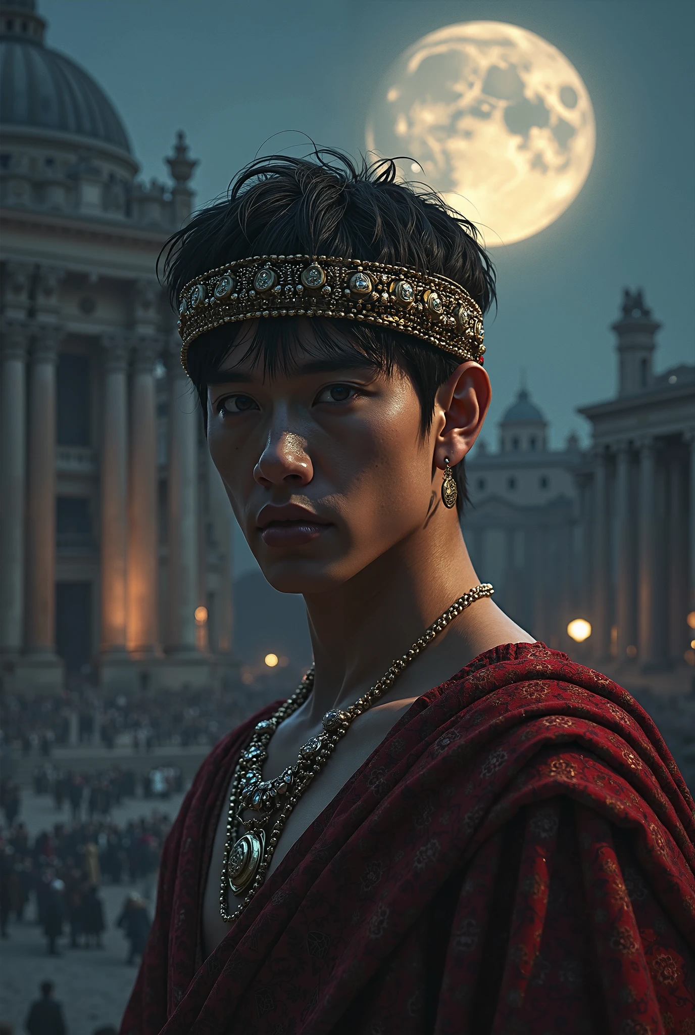  BTS's Jungkook as the King of Rome, Night and only half face sample 