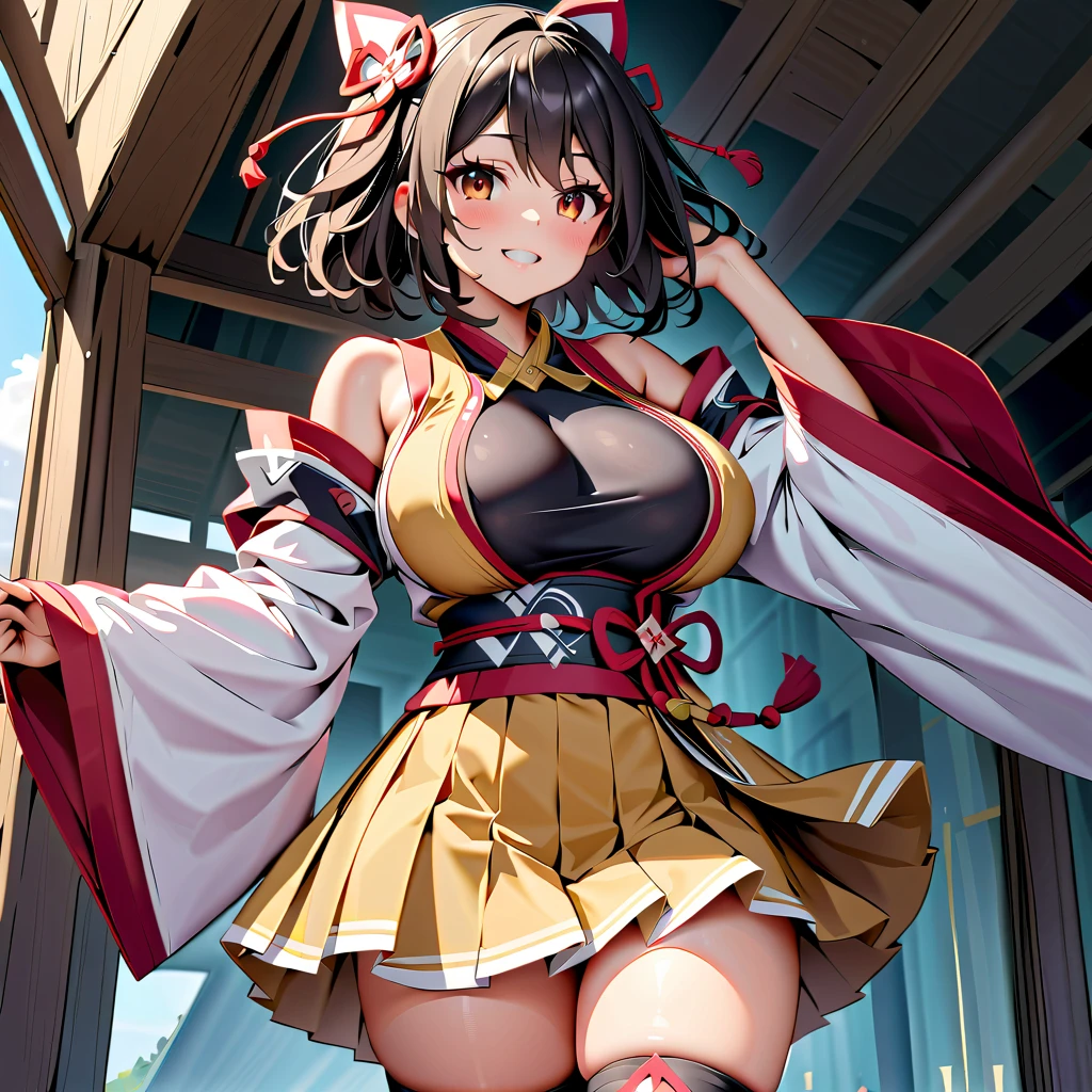 best quality,((((1girl)))),((big breasts:1.3)),curvy,((orgasm,blush:1.3)),sweat,Kitasan Black,black hair, short hair, ((mini skirt,lift skirt,upskirt,lace panties,white panties,black kneehighs,pussy juice:1.1)),forest,forest林,walking,kitasanblack, ahoge, hair ornament, horse ears, horse tail,cleavage cutout, detached sleeves, skirt, black thighhighs, bare shoulders,full body