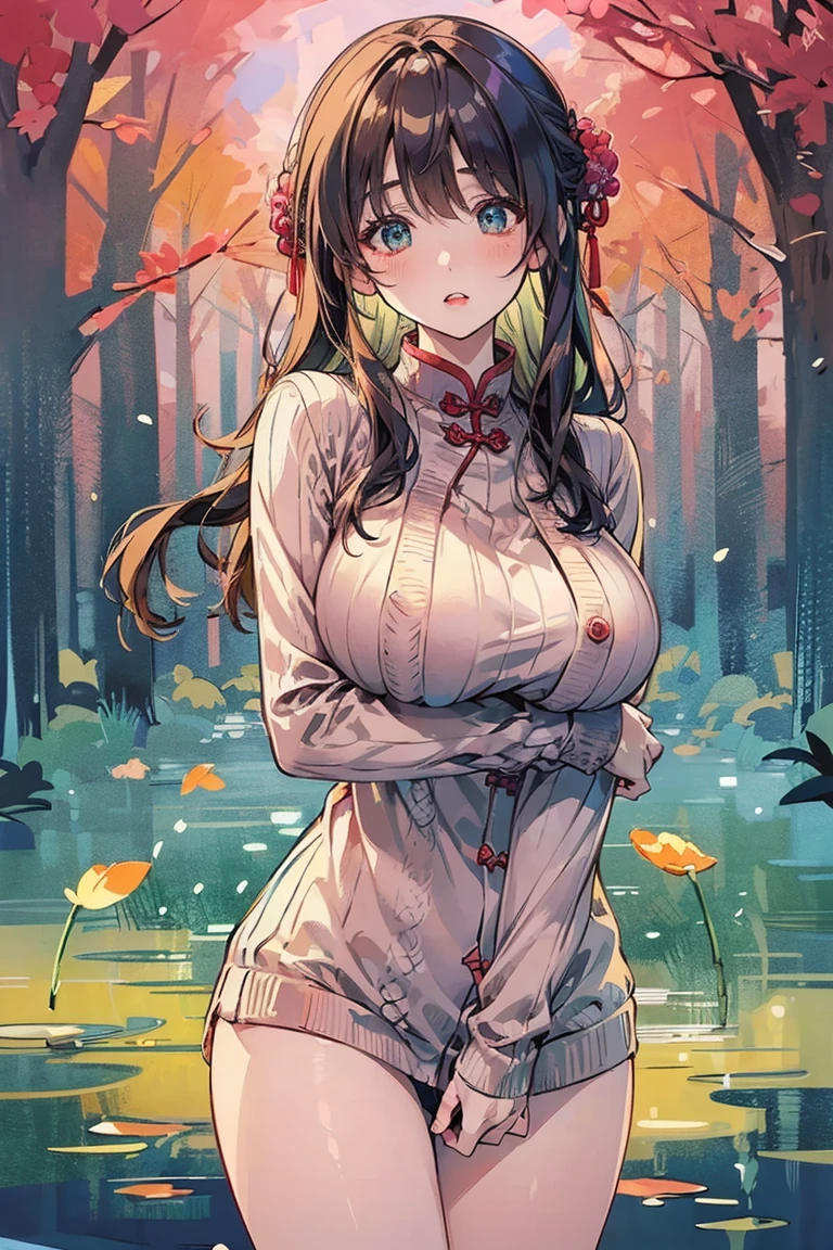 (((best quality, 8K, masterpiece:1.4)), (20 岁woman), masterpiece, clearly, High targetres, High target_quality, wide_shooting, (A girl in the forest), Absurdly_long_hair, woman, Droop_breast, balance, Stretching exercises, Moderate_Face, only_Shoulder, ((best quality)), ((masterpiece)), (detailed), perfect Face, very big breast, ultra High target definition, 8K, Perfect body, Head-up display, Slender legs, Small face, Long eyelashes, Shiny lips, Attention to detail, Cleansing the skin, blemish-free Face, Japanese Beauty, 20 岁woman, (huge, saggy breast), (surreal) , (Implications), (Improve resolution), (8K), ((masterpiece)), (best quality), (detailed), best quality,masterpiece,ultra High target resolution,(Indeed:1.4),RAW Photographer,Beautiful and beautiful,Dark Shadows,Dark theme,1 girl,Exquisite facial features,long gray hair,Lol,(The wind blows through your hair,Black hair with bangs),Colorful printed shirt,trivial Face,((((Shift Dress:1.1), ))), Short sleeve,),White shoes,plump person,Fit for your body,external,Afternoon Sunshine