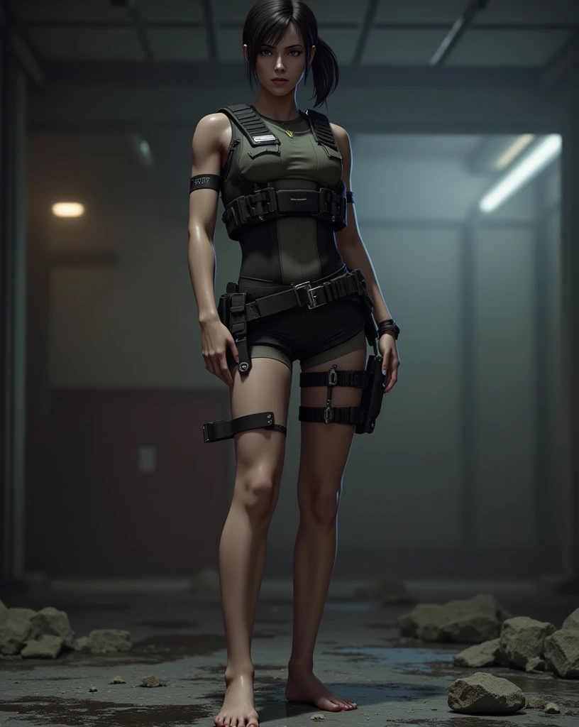 jill valentine hyper réaliste  qui tend ses pieds nus visible 