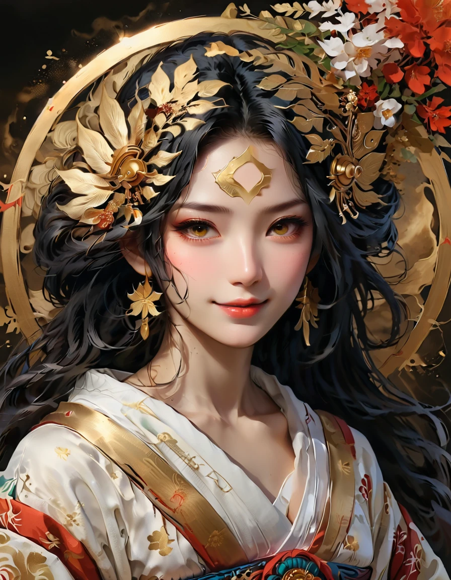  gold leaf art 、Japanese goddesses、Amaterasu Omikami、
Sun Decor、turn your gaze, smiles, 