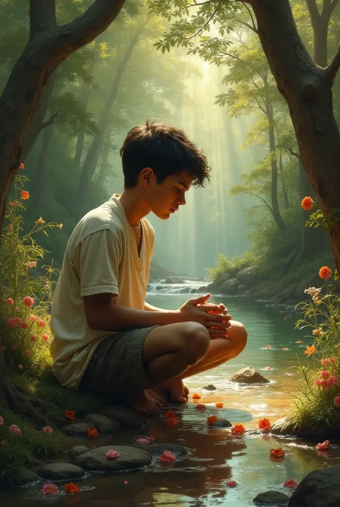 A filipino curly  biy inside a grave sleeping