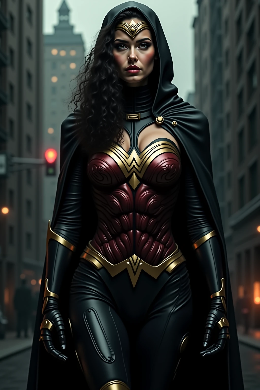 Beautiful woman short black hair defined body big breasts, wearing Supergirl cosplay