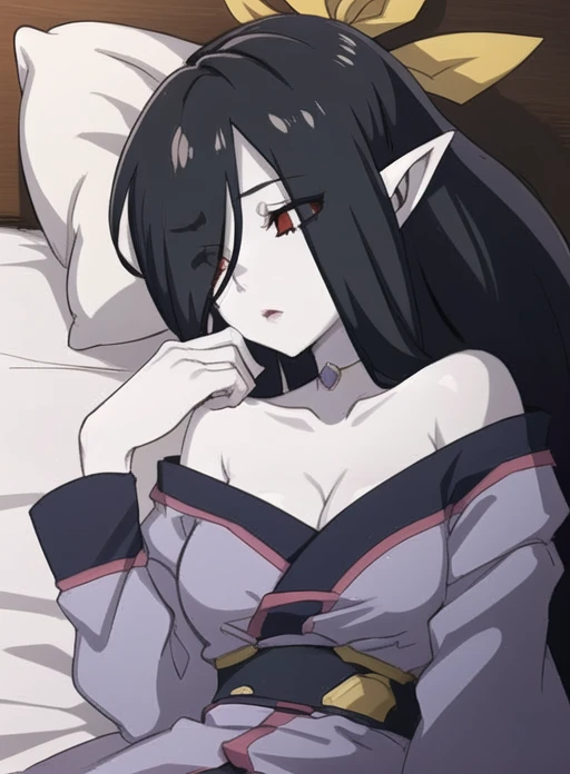 blue eyes,blue hair,,elf,pointy ears,naked,kneeling,blush,collar,leash,sweat,covered in cum,after sex,waving,empty eyes,squinnying,tears,cry,on the bed,in the dark room