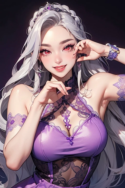 score_9, score_8_superior, score_7_superior,Beautiful woman, 18-year-old,
黒hair, 長いhair, Wearing a bikini, detailed skin texture and pores ,Beautiful mouth and face, Earrings, necklace,Big Breasts、Inji,One girl,alone,purple_hair,purple_eye,very_length_hair,gray_hair,Braiding_ponytail,big_chest,Slope_hair,