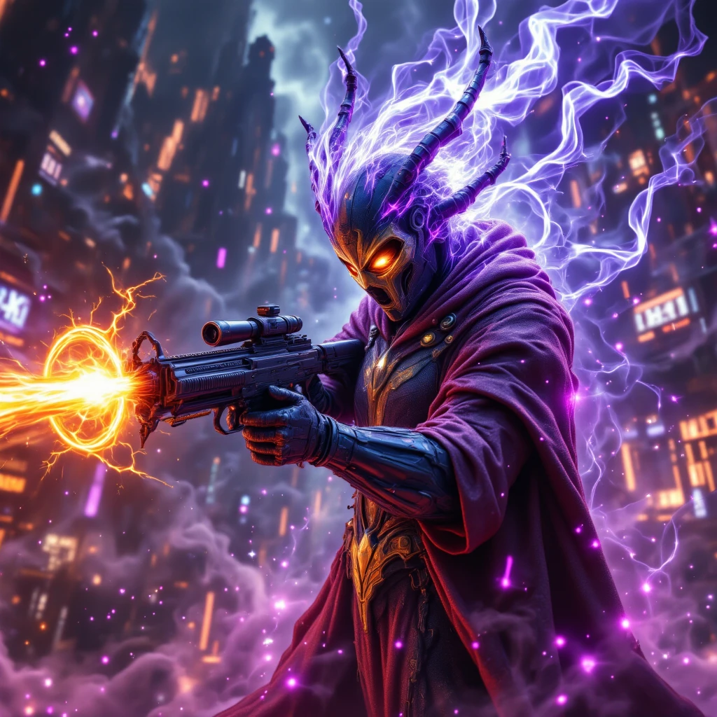 Nine-tailed Suspended Harley Mist Round Star，Coarse Cloak Mayan  Platinum Silk Cyberpunk Light Crossbow Space Station 1:900 micron miniature model，illustration，Side view angle，（（微型模型））， wear gold frame reflective sunglasses ，Back to the future weapon， very happy ，Side view angle，full body，Stereo，Octane Rendering，Perfect face，Collagen texture