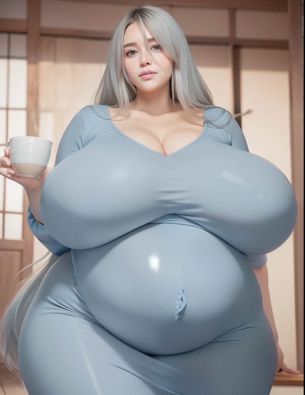 ((best quality)), ((masterpiece)), (detailed), perfect face, thicc woman, beautiful face , thicc girl , widest hips , thicc , thicc body , thicc thighs , slim arms, huge large , her body is thicc, full body view, dark-black room, black bokeh background, thight dress, wearing sandles, short hairstyle, diamond necklace, wearing a watch, tall woman, restore face, white skin , longest thight pants , glasses , cold vibes, , 4k resolution, japanese goddess