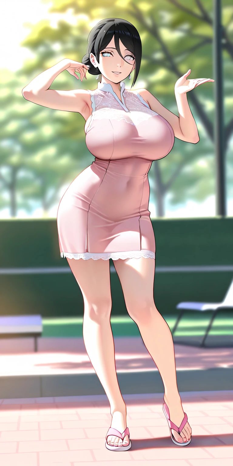 masterpiece, best quality, rosalina, 1girl, solo, tenniswear, white pantyhose, ponytail, crown, sitting, upper body, close-up, outdoors, tennis court, blue sky, clouds, (large ass:1.6), (medium breasts:1.6)