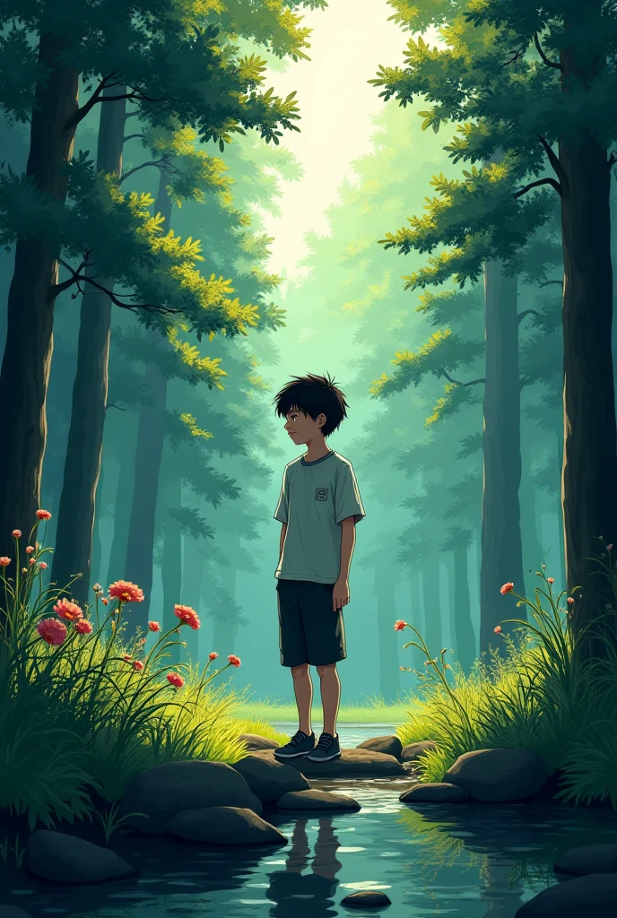 An anime style image of Norwegian Wood 