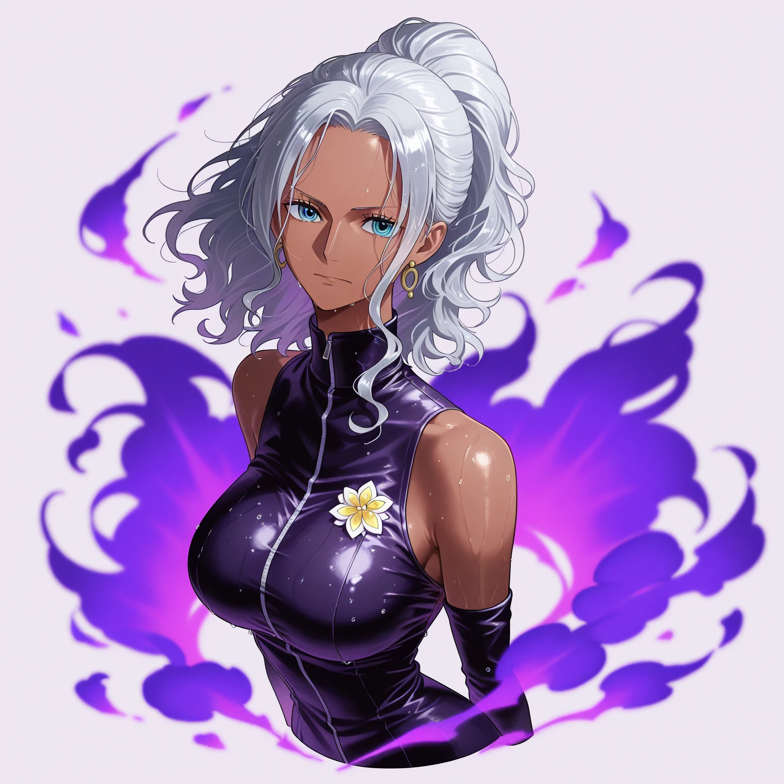 Make a character with big, black hair, com uma pele branca, whose sex is male, fique com os cabelos soltos, A legal physical carry, a cold and hopeless facial expression, who is a sorcerer who has an innate technique of consuming curses with Gege Akutami's traits from Jujutsu no Kaisen.