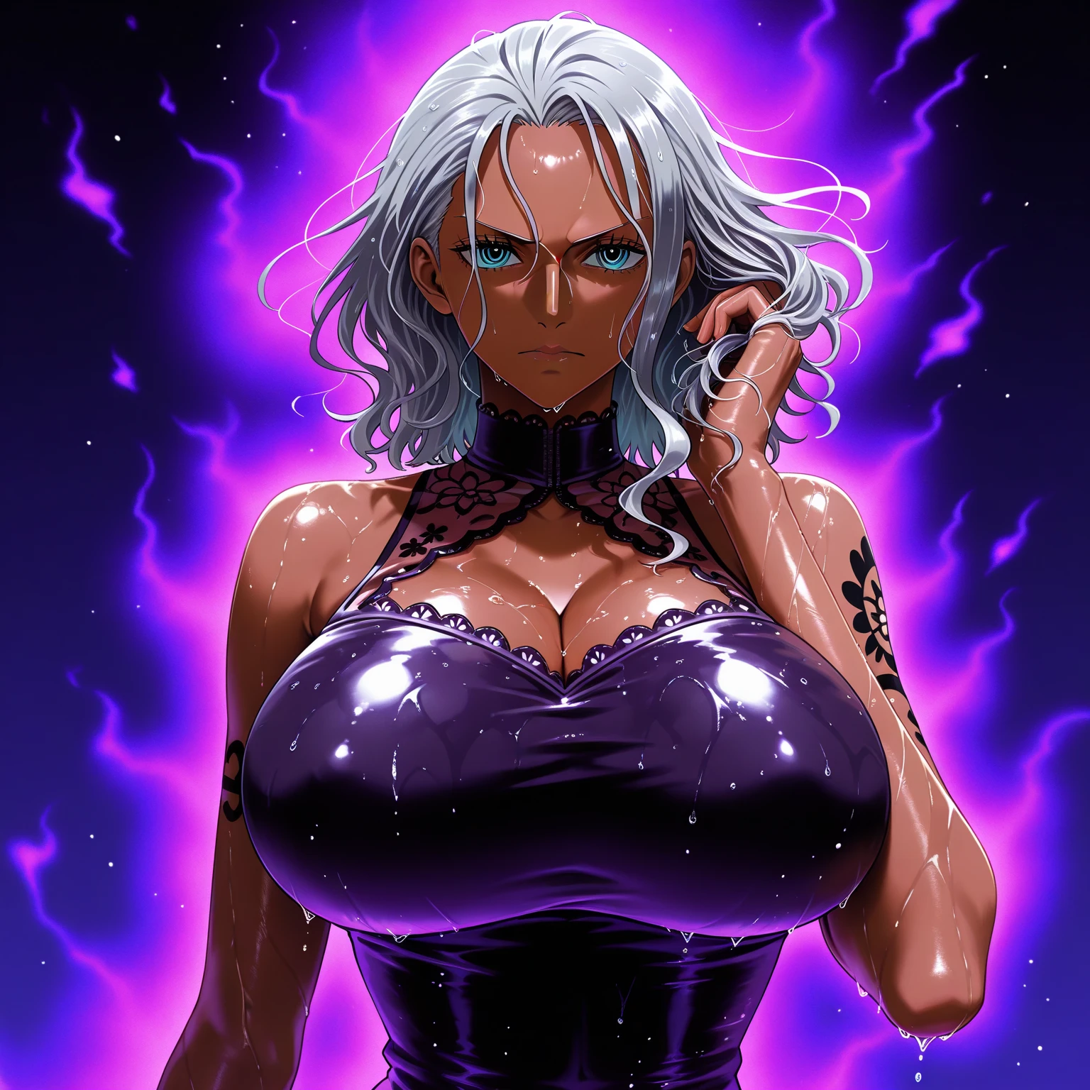 Make a character with big, black hair, com uma pele branca, whose sex is male, fique com os cabelos soltos, A legal physical carry, a cold and hopeless facial expression, who is a sorcerer who has an innate technique of consuming curses with Gege Akutami's traits from Jujutsu no Kaisen.