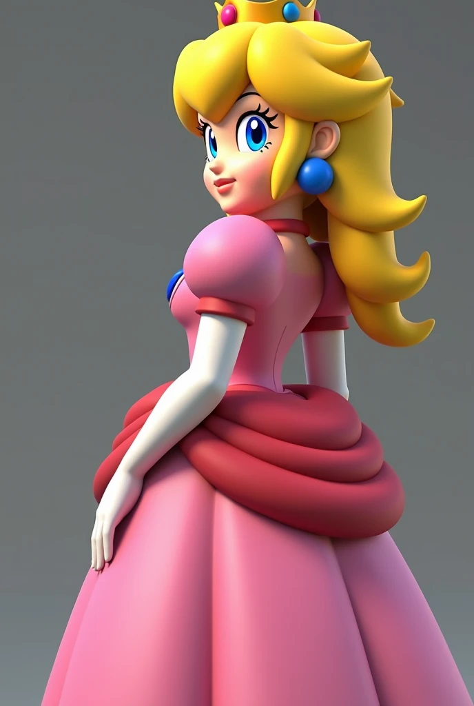 Princess Peach from the Mario Bros. world, completely naked showing her private parts,  without any garment on 