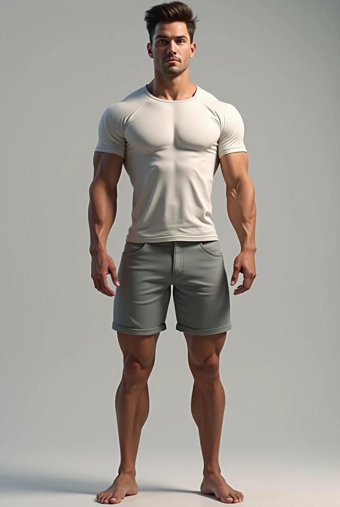 Generate an image of a shirtless boy with abs in boxers