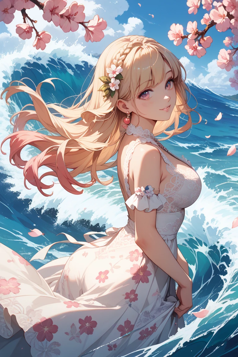 a portrait of a bride surfing the waves, on a sunny day in ocean, an exotic beautiful bride,   ((anatomically correct: 1.5)) ultra detailed face, dynamic hair color, dynamic hair style, dynamic skin complexion, (best detailed face: 1.5), busty wearing intricate, elegant bride's dress, glamour bride dress, barefoot, she is surfing an ((surf board: 1.3)) she surfs a massive wave, sunny day, sun rays, some clouds, wavy ocean background, vibrant, Ultra-high resolution, High Contrast, (masterpiece:1.5), highest quality, Best aesthetics), best details, best quality, highres, 16k, (ultra detailed: 1.5), masterpiece, best quality, (extremely detailed) RAW, (ultra details, Masterpiece, best quality), ba11g0wn, princess dress