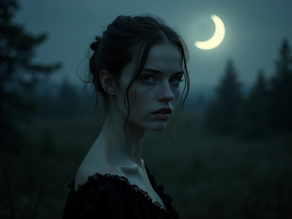  female 

looking dark moon light