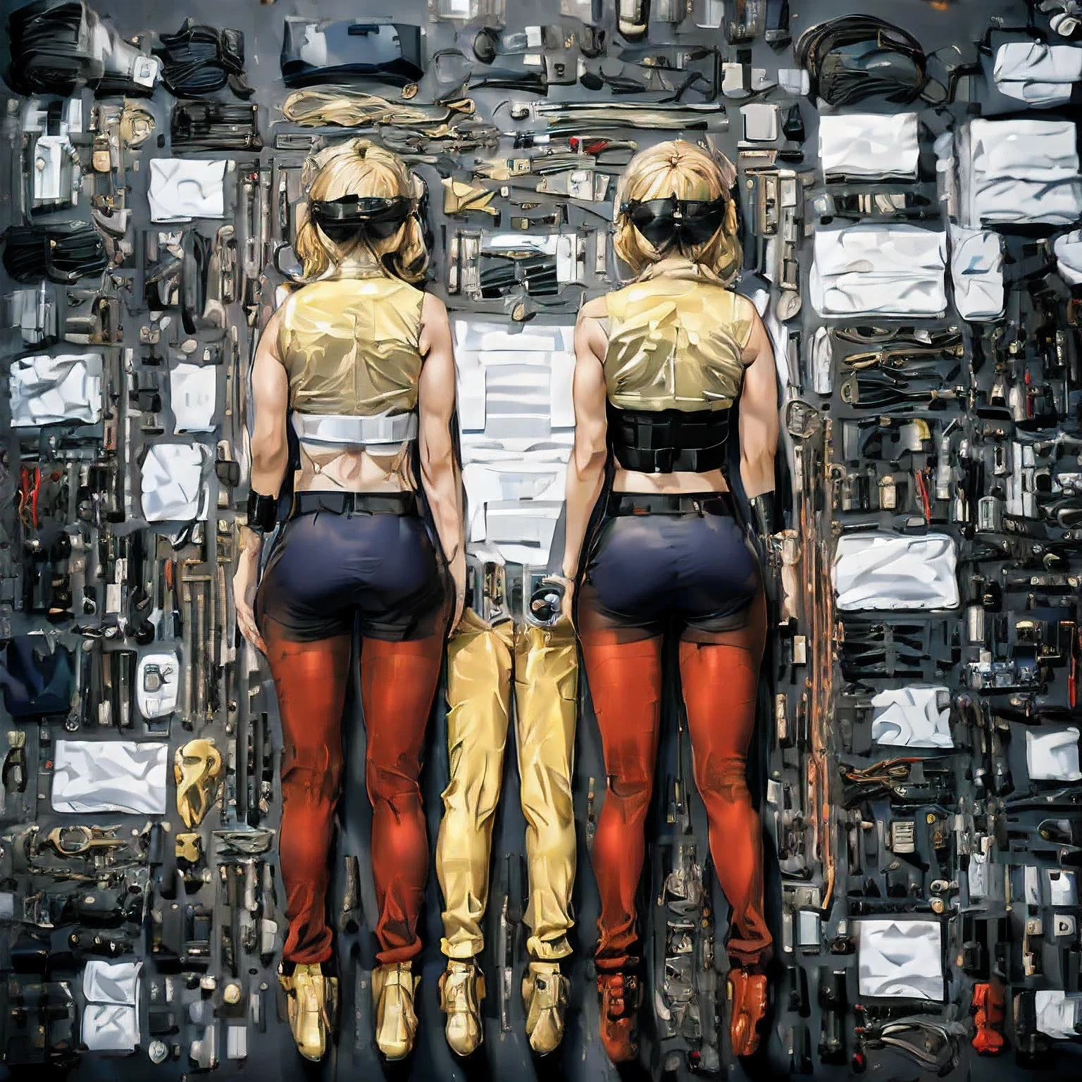 拼接((微型模型拼接)), wear gold frame reflective sunglasses ,Back to the future weapon