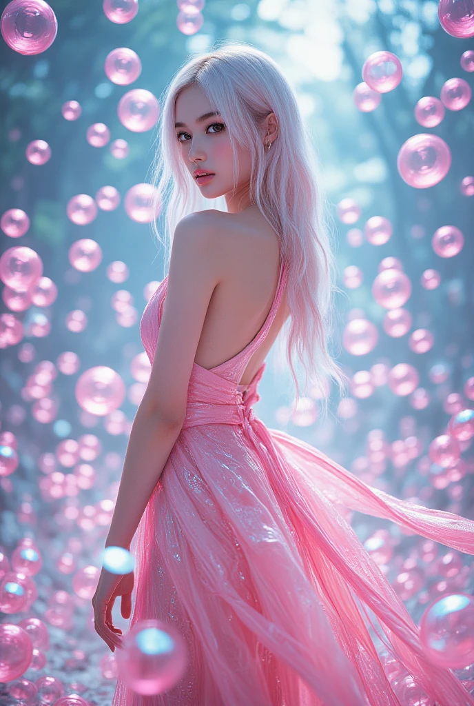  fantastic虹の泡の美しい王女、1 Female、 Elegant Poses  、 fantastic、 dreamy 、colorful rainbow bubbles  , Shining Light,  mystical ,  pastel colors  ,  cinematic lights,  Fantasy ,  digital art ,  Concept Art ,  Masterpiece,  top quality, 8k,  Learn more,  photorealistic