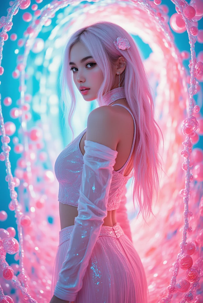  fantastic虹の泡の美しい王女、1 Female、 Elegant Poses  、 fantastic、 dreamy 、colorful rainbow bubbles  , Shining Light,  mystical ,  pastel colors  ,  cinematic lights,  Fantasy ,  digital art ,  Concept Art ,  Masterpiece,  top quality, 8k,  Learn more,  photorealistic