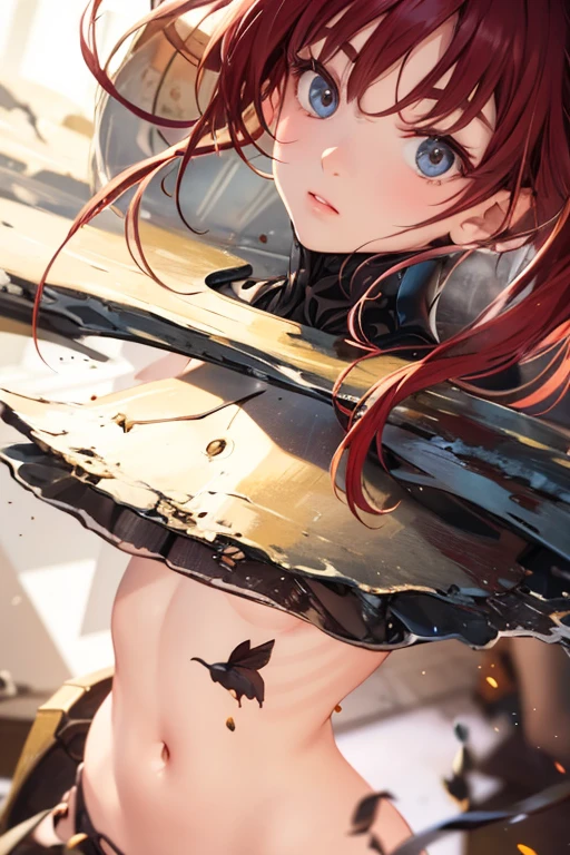 1. woman, In the mouth, armour, Red hair , Fighting posture, Photorealistic, Hyperrealistic, Super Detail, ogue style, hip is cocked, dignified, low chest, Delicate Skin, Matte skin, soft lighting, subsurface tering , realistic, Heavy shadows, Masterpiece , Best Quality, ultra realistic, 8 thousand, the golden ratio, intricate , High detail , cinematic photogtaphy , soft focus, blurry background