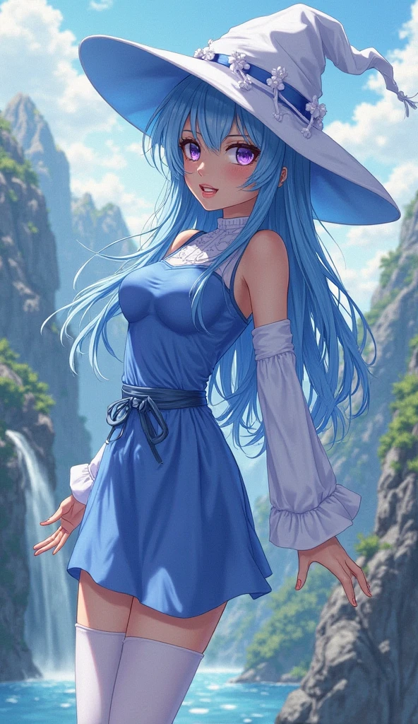 (A woman casting lightning with magic, 地面から上にWindがふきスカートがめくれてパンティが見えている, Lightning strikes a tree, Sexy and cute light blue panties:1:3), Beautiful Anime Woman, Beautiful art style, Anime characters, ((Smooth texture, Realistic texture, アニメCGWind)), ((Highest quality)), (Very detailed), (Very detailed CG 統合 8k 壁紙), Very detailed, High-resolution RAW color photos, Professional photography, masterpiece, Highest quality, beautiful and big breasts, Slender body, (Stunningly beautiful woman), (Detailed face:1.2), (Blue Hair, White Dress, White mini skirt, belt, Red eyes, Circlet, boots, Blue Cape:1.2), Outdoor, nature, Wind, Perfect lighting, Perfect Shadow, Exact number of arms, Exact number of legs, Perfect Anatomy, Exact finger count、Exact number of legs、(Exact number of arms:1.0, Exact number of hands:1.0), (Perfect hands, Perfect Anatomy), (Embarrassed expression), Angle from the rear, Dragon Quest, wise